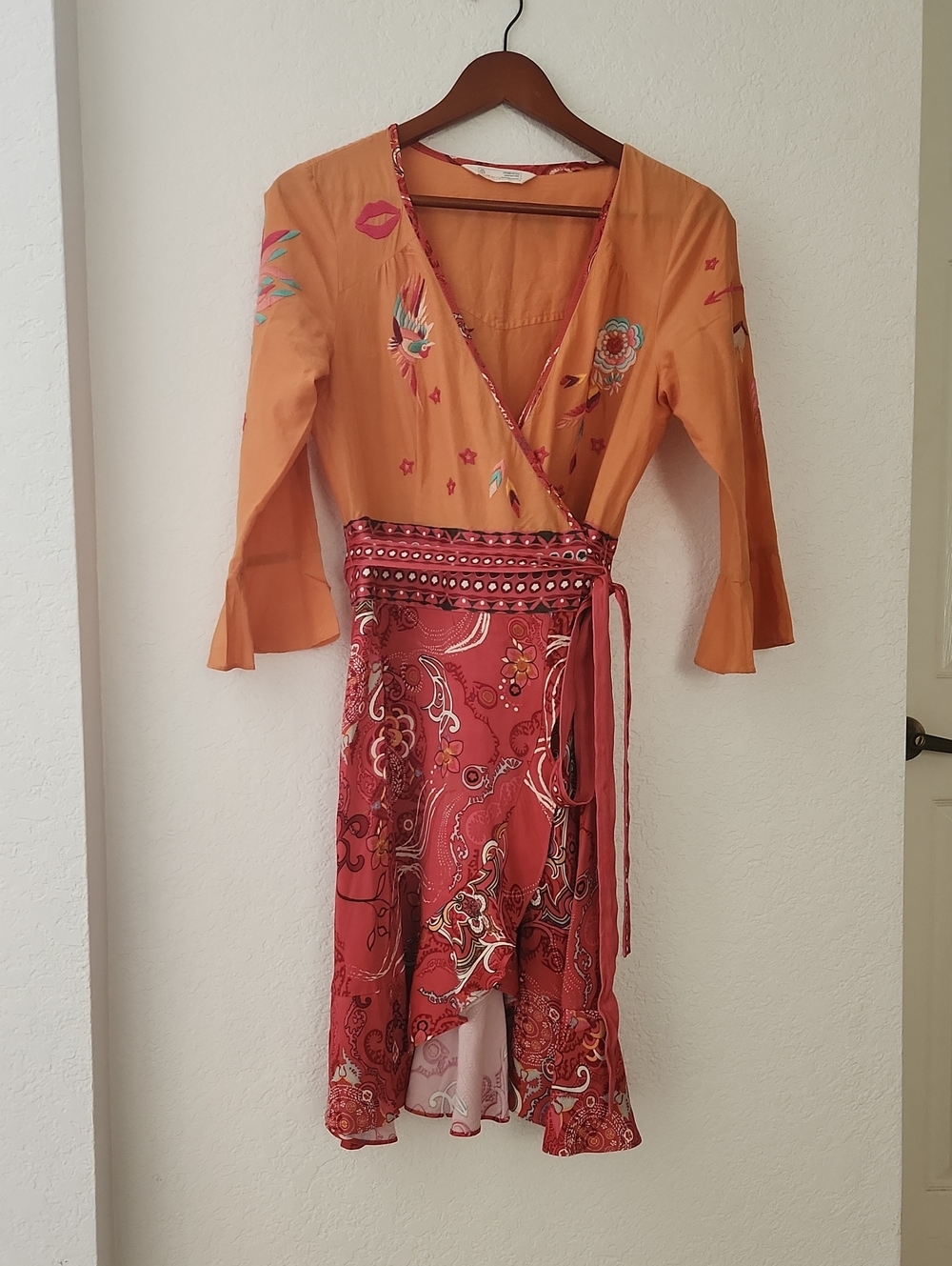 Anthropologie Odd Molly 70% Silk & 30% Cotton  Wrap Summer Dress